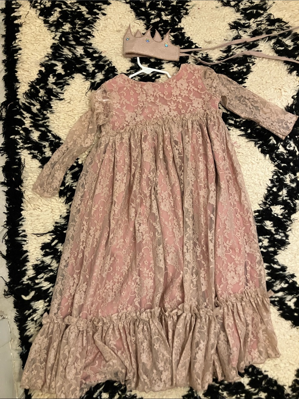 Girls' Blush Pink Lace Overlay Party Dress